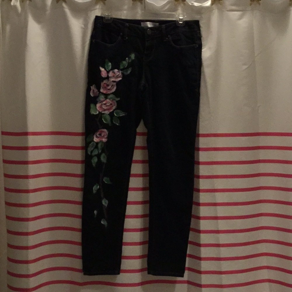 No Boundaries dark navy hand painted blue jeans,NFS do not buy